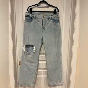 Abercrombie "90s Relaxed High Rise" Light Wash Distressed Denim, Size 33